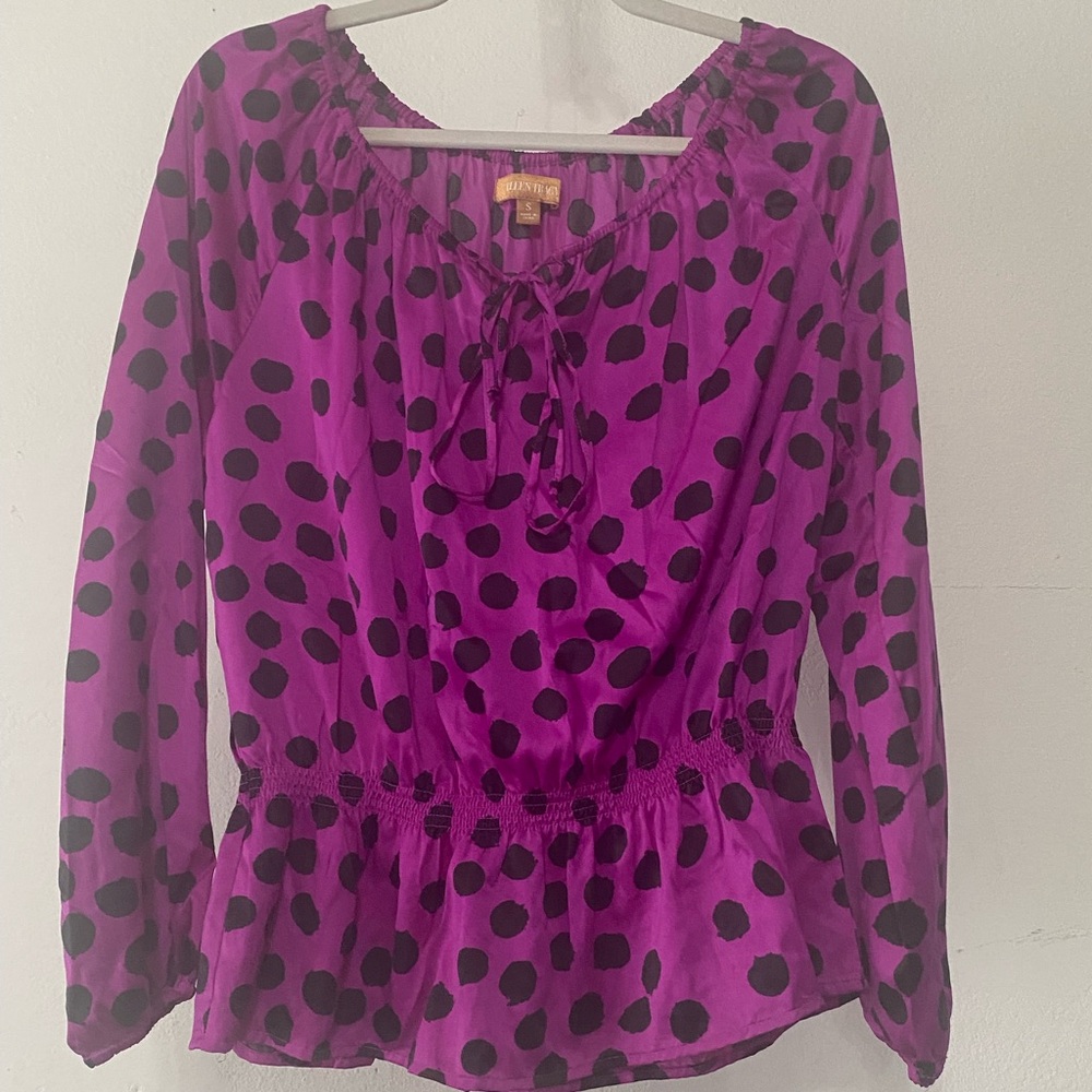 Ellen Tracy Purple Polka Dot Women's Top